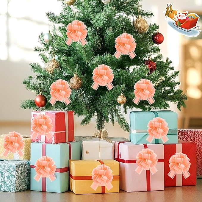 12 Pcs Pink Gift Bow Pull Bows for Gift Warpping Christmas Warp Ribbon Bow Party Birthday Wedding Solid Bows for Bikes Anniversary Boxes Flower Decorations Valentine's Day (Light Pink-E)