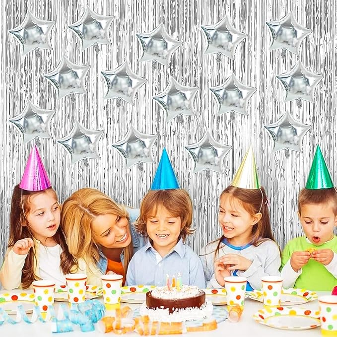 TONIFUL 50Pcs Star Balloons 5 Inch Silver Star Shape Foil Balloons Star Mylar Balloons Star Helium Birthday Balloons for Birthday Wedding Baby Shower Anniversary Engagement Party Decorations Supplies