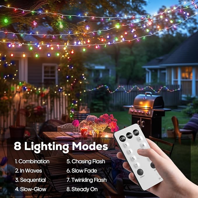 600 LED Christmas Lights, 246FT Outdoor Waterproof String Lights with Remote, Timer & Memory Function & 8 Modes, Twinkle Lights Plug in for Christmas Tree, Patio, Outside. Multicolor