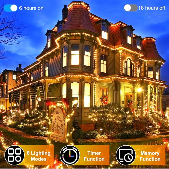509FT Christmas Lights Outdoor 1350 LED Christmas Tree Decorations Lights with 8 Modes & Timer Memory, Plug In Clear Wire Waterproof LED Xmas Lights for Yard Trees Wedding Party Holiday (Warm White)