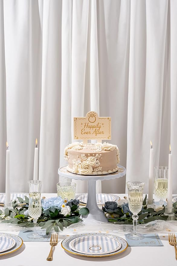 White/Tan Stripe Color Cake Stand for Celebrations by Emergency Confetti – Charming Tiered Display for Desserts at Birthdays, Weddings & Gatherings – Stylish & Thoughtful Presentation For Any Occasion