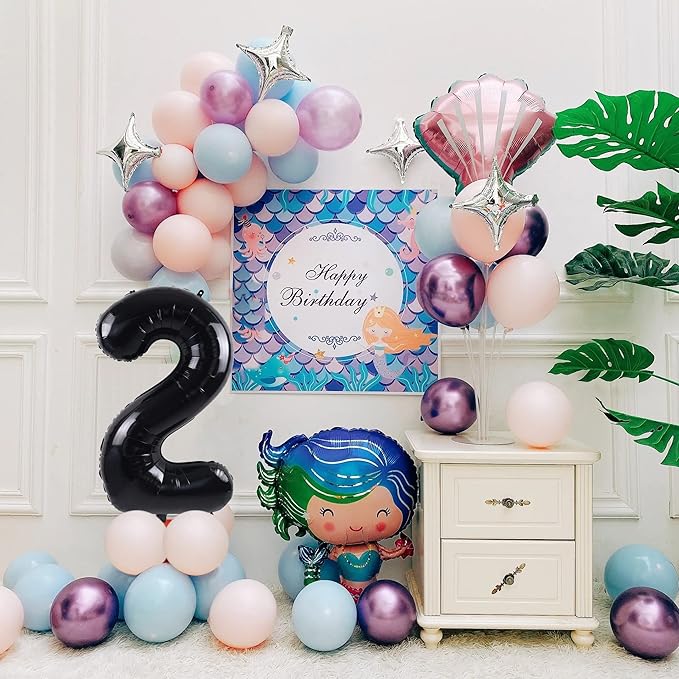 40 inch Number Balloon 0-9 Black Large Number 2 Balloons,Digital Balloons for Birthday Party Celebration Decorations Supplies, Helium Foil Number Balloons for Wedding Anniversary