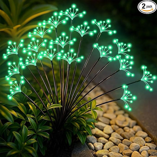 Slyuexu Solar Garden Lights 2 Pack Waterproof Swaying Starburst Light Solar Outdoor Lights for Yard Patio Walkway Pathway Party Wedding Decoration, Unique Gifts for Women, Green