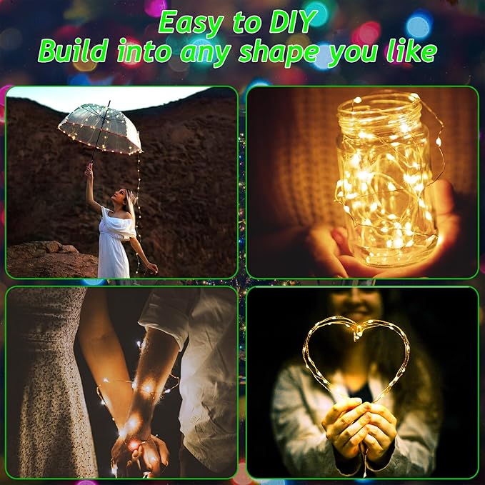 Fairy String Lights Battery Operated,2Pack 33FT 100 LED Twinkle Lights Indoor Outdoor String Lights for Bedroom,Dorm,Patio,Tapestry,Backyard,Garden,Christmas,Party