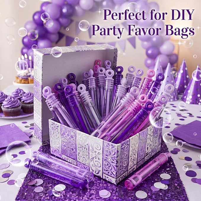 Lunmon 120 Pcs Purple Mini Bubble Wands Bulk Purple Party Favors Kpop Theme Toys Gifts for Kids Toddler Summer Birthday Party Supplies Goodie Bag Stuffers Treat Bag Fillers Outdoor Classroom Prizes