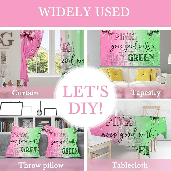 Mocsicka Witch Happy Birthday Backdrop Pink Goes Good with Green Birthday Party Decorations for Movie Photography Background Party Supplies (Pink and Green, 10x7ft(120"x82"))