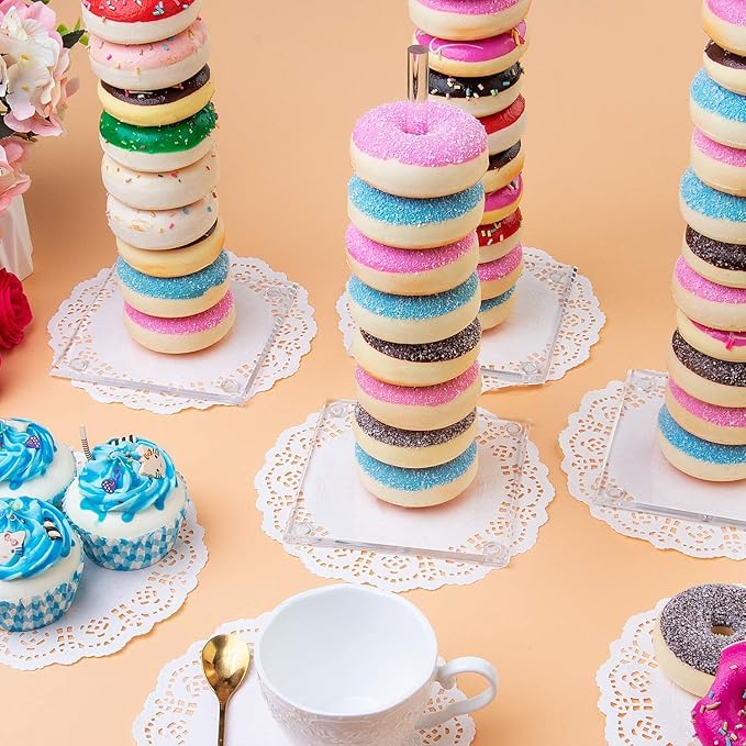 Acrylic Donut Stands, 6 Pack Clear Donuts Display Stand, Doughnuts Tower Holder for Dessert Table, Bagel Holders for Wedding Birthday Treat Parties, Class Reunion, Children's Birthday Party,