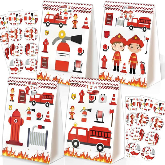 24pcs Firetruck Goodie Bags Fire Truck Birthday Party Supplies Firefighter Party Supplies Firetruck Birthday Decorations