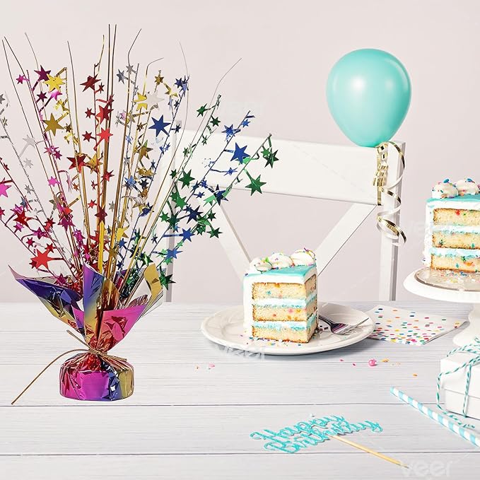 20 Pack Colorful Star Table Decorations Metallic Foil Spray Centerpiece Burst Table Centerpieces for Birthday Party Decoration Graduation Wedding Baby Shower Party Supply (Colorful)