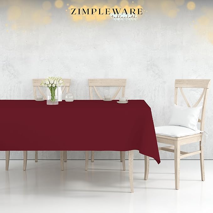 ZIMPLEWARE Premium Burgundy Plastic Table Cloth Disposable (12 Pk) Plastic Tablecloths for Rectangle Tables (54in x 108in) Party Table Cloths Disposable for 6ft to 8ft Rectangle Tables