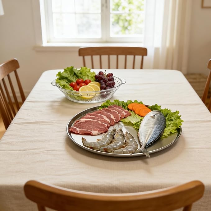 Silver Chilled Serving Tray for Parties 11.8" Compartments Ice Bowl Keeps Food Fruit Dish Cold Platter for Vegetable Seafood Shrimp Cocktail Appetizer Oysters Cheese