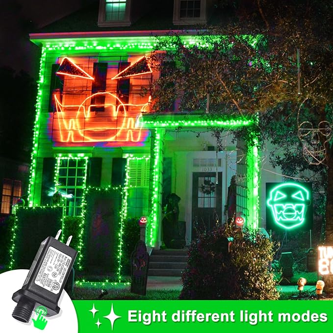 120 LED Green String Lights Indoor, 40ft St Patricks Day Lights Clear Wire 8 Modes Plug in Waterproof Christmas Fairy Lights for Room Christmas Tree Holiday Decorations