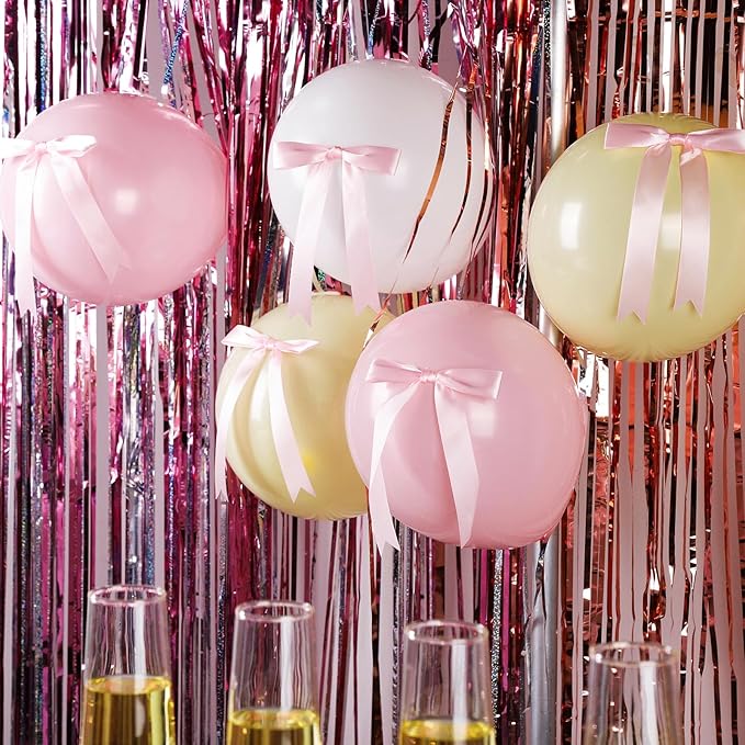 YGDZ Pink Bows 30PCS, Satin Ribbon Bow 5x7'', Large Twist Tie Bows for Gift Wrapping, Balloons, for Party, Cake, Craft, Baby Shower, Valentines Day Decoration