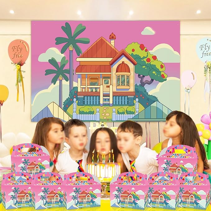 YOOUUQIAN Cartoon Blue Dog Birthday Party Supplies,Blue Party Decorations bags, candy boxes,Birthday Party Decoration bag(12 PCS)