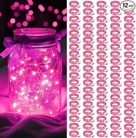 AIKEI 100 Pack LED Fairy Lights Battery Operated, Mini String Lights Waterproof 7 Feet 20 Led Firefly Starry Lamps for Wedding Party Bedroom Garden Valentines Christmas Decoration Pink