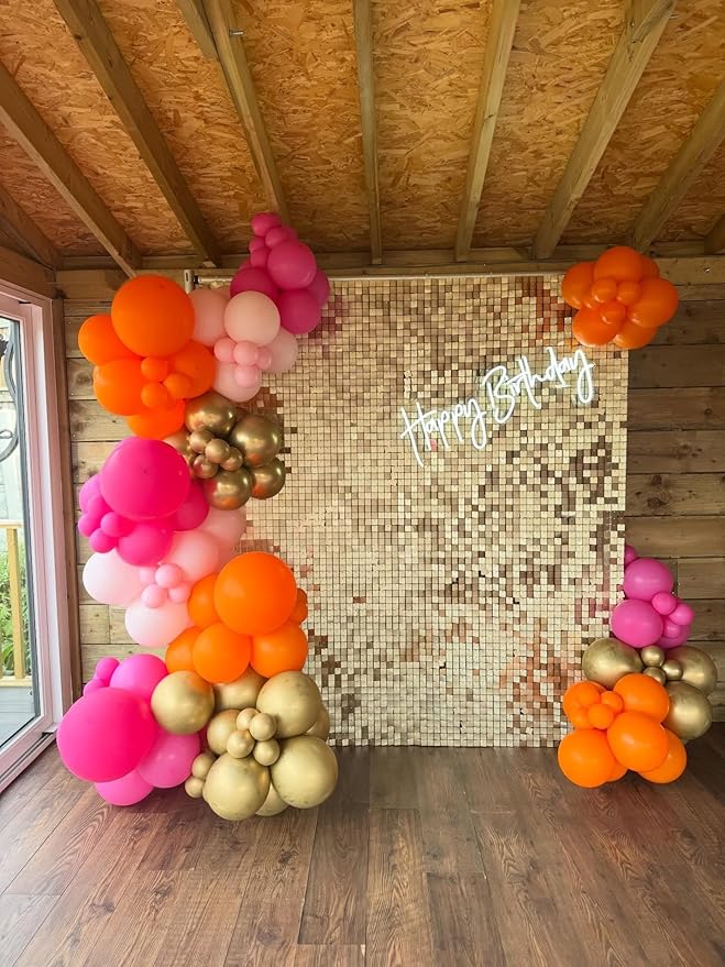 Pink and Orange Latex Balloons, 50pcs 12 Inches Light & Hot Pink Orange with Confetti Balloons for Wedding, Birthday, Baby Shower Tropical Party Decorations