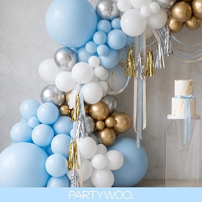 PartyWoo Baby Blue Balloons 99pcs Different Sizes of 36 18 12 10 5 Inch Light Pastel Sky Aqua Blue Balloon Arch Kit Garland for Graduation Baby Shower Gender Reveal Easter Party Decorations Blue-Q13