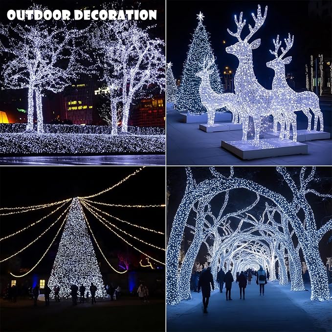 Fairy Lights Plug in,66FT 200LEDs Waterproof Led String Lights,8 Modes Remote Twinkle Light for Outdoor Indoor Christmas Wedding Birthday Garden Party Decorations,Silver Wire,Cool White