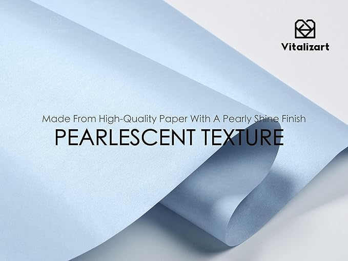 Vitalizart Dusty Blue Wrapping Paper Set 17" Pearly-Lustre With Silk Like Satin Ribbon & Gift Tags Recyclable Christmas Gift Wrapping Birthday Baby Shower Wedding Handmade Crafts 197"(16.4 Ft)