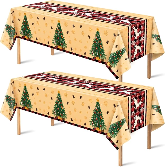 OHOME Christmas Party Decorations - Christmas Tablecloth | Xmas Decorations Party Favors Supplies for Door Table Decor Backdrop Banner Indoor Outdoor,2 Pack