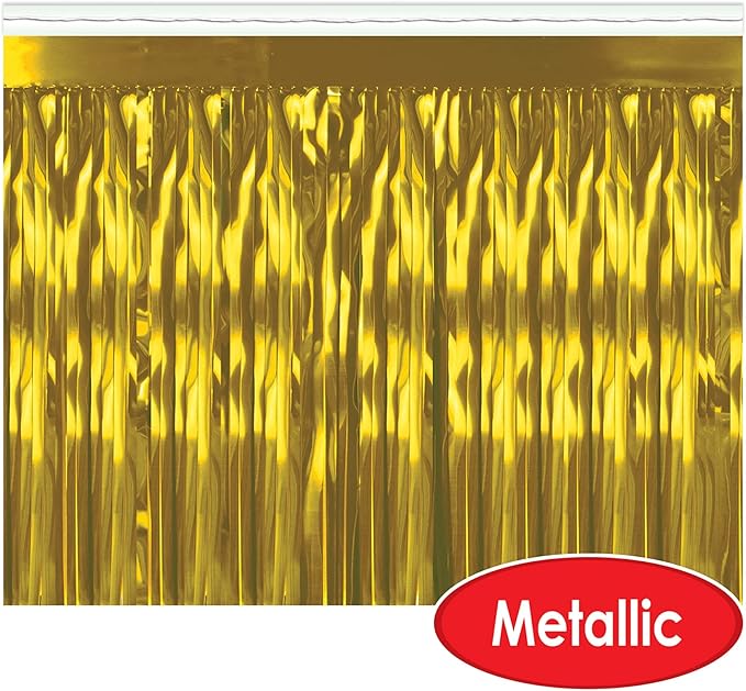 2-Ply FR Metallic Fringe Drape (gold) Party Accessory (1 count)