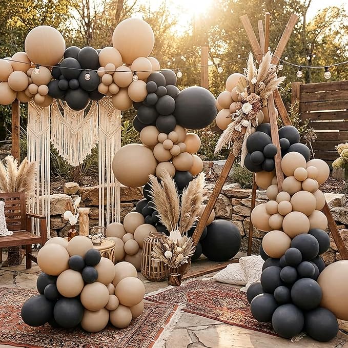 RUBFAC 87pcs Light Brown Balloons Different Sizes 18 12 10 5 Inches, Premium Party Latex Balloons Arch Kit Garland for Birthday Wedding Graduation Baby Shower Party Decoration