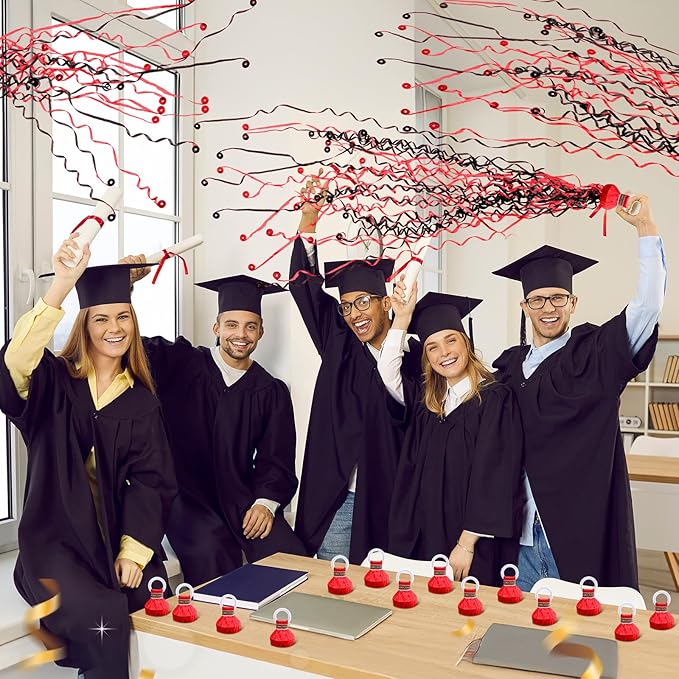 WinnerWhy 30 Pcs No Mess Confetti Poppers Hand Throw Streamers Party Poppers for Graduation 2026 Birthday Celebrations Wedding Engagement Bachelorette Party Supplies(Black and Red)