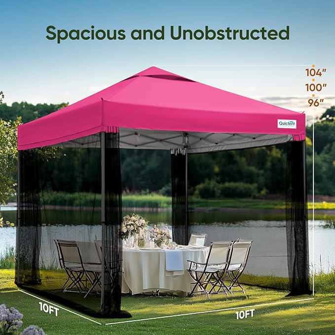 Quictent 10x10 Pop Up Screened Canopy Tent, Instant Setup for 1 Person with Netting, Portable & Compact, Waterproof & UV Protection, Ideal for Camping, Beach, Parties, and Outdoor Events