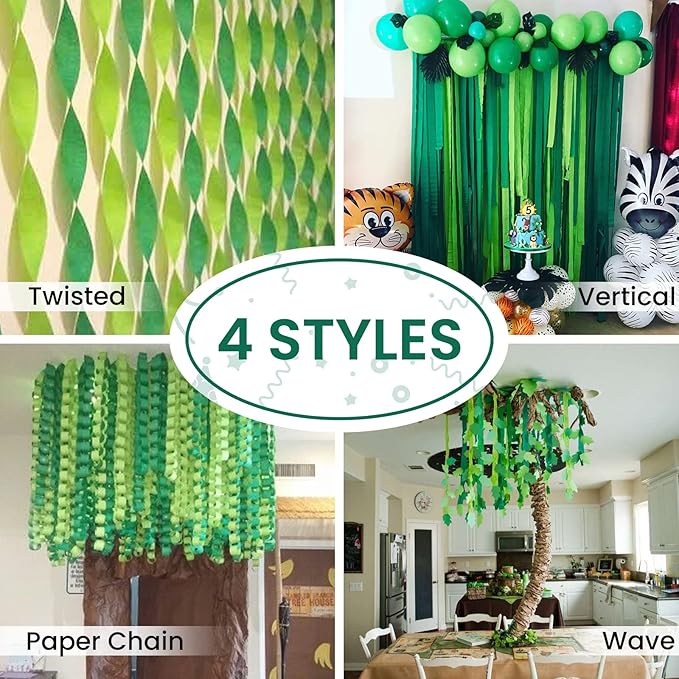 PartyWoo Crepe Paper Streamers 6 Rolls 492ft, Pack of Lime Green, Gold Party Streamers for Birthday, Party, Wedding Decorations (1.8 Inch x 82 Ft/Roll)