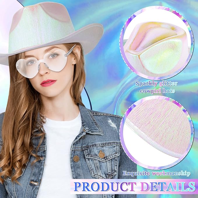 Haysandy 24 Pcs Sparkly Party Hats with Rimless Heart Sunglasses Fun Colorful Party Hats Goggles for Women Men