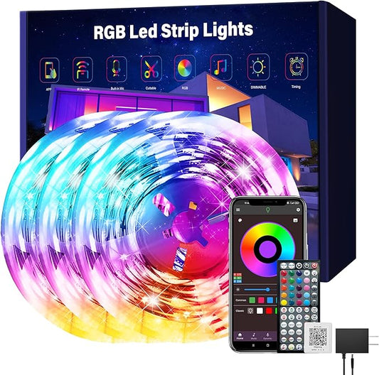 Ledagic Led Lights for Bedroom 300 ft (3 Rolls*100ft) Music Sync RGB Led Strip Lights with Remote App Control, Color Changing Led Lights for Room Home Kitchen Party Decor