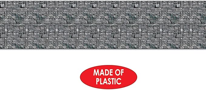 Beistle Brick Stone Wall Backdrop, 4’ x 30’ – Medieval Party Decorations, Medieval Decor Background, Photo Backdrop, Easy to Adhere Wall Covering, Stone Backdrop, Halloween Party Decorations