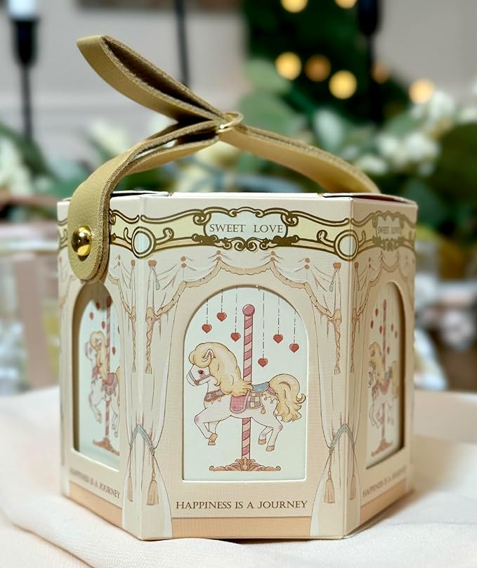 FavorsXtra - 10 Pcs Party Favor Boxes, Treat Containers, Candy Boxes, Favors boxes for a Wedding, Birthday, Baby, or Bridal shower, Full Moon Design Box. (Champagne Gold)
