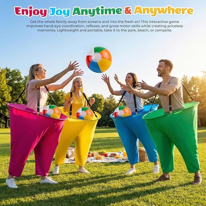 4 Pack Granny Pants Yard Game Set, Giant Yard Games with 20 Bouncy Balls, 4 Suspenders, Pumps & Flags, Funny & Outdoor Games for Adults and Family, Huge Backyard Games for Lawn, Camping & Party Games