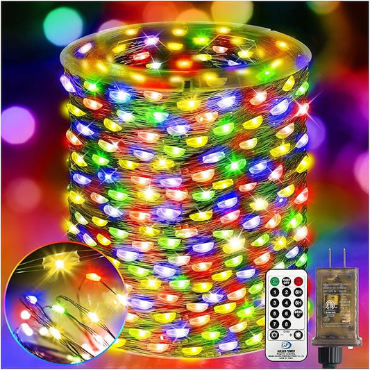 KNONEW 532FT Outdoor Christmas Fairy Lights Plug in,1600 LED String Lights Outdoor Waterproof 8 Modes Memory Times for Wedding Bedroom Walls Garden Trees Decoration(Multicolor)