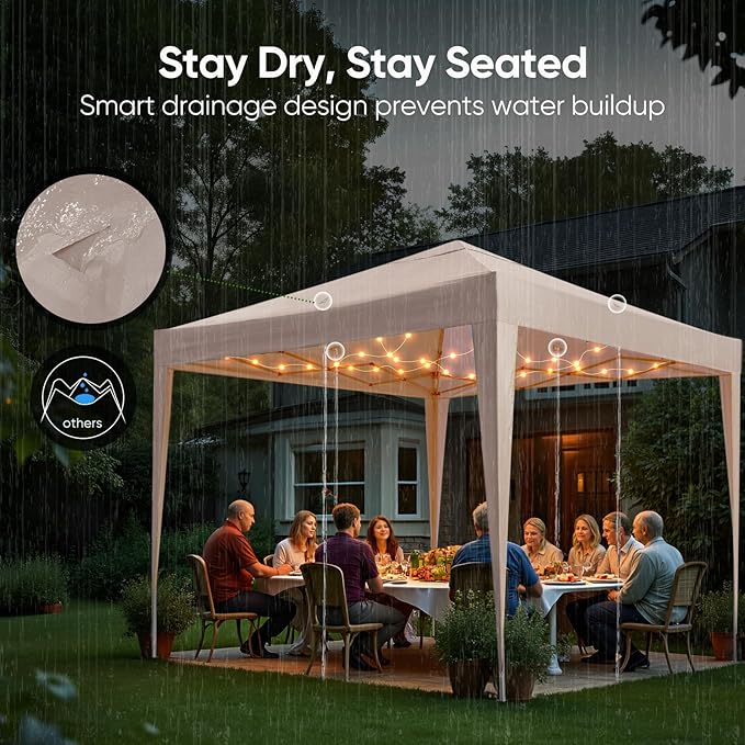 Quictent 10x10 Pop Up Canopy Tent Without Sidewall, Instant Setup Gazebo for 1 Person, Portable & Compact, Waterproof & UV Protection, Ideal for Camping, Beach, Parties, and Outdoor Events