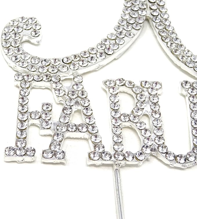 Honbay 50 & Fabulous Birthday Cake Topper Sparkly Bling Alloy Crystal Rhinestones Cake Topper Cake Decoration for 50th Birthday or Anniversary Party