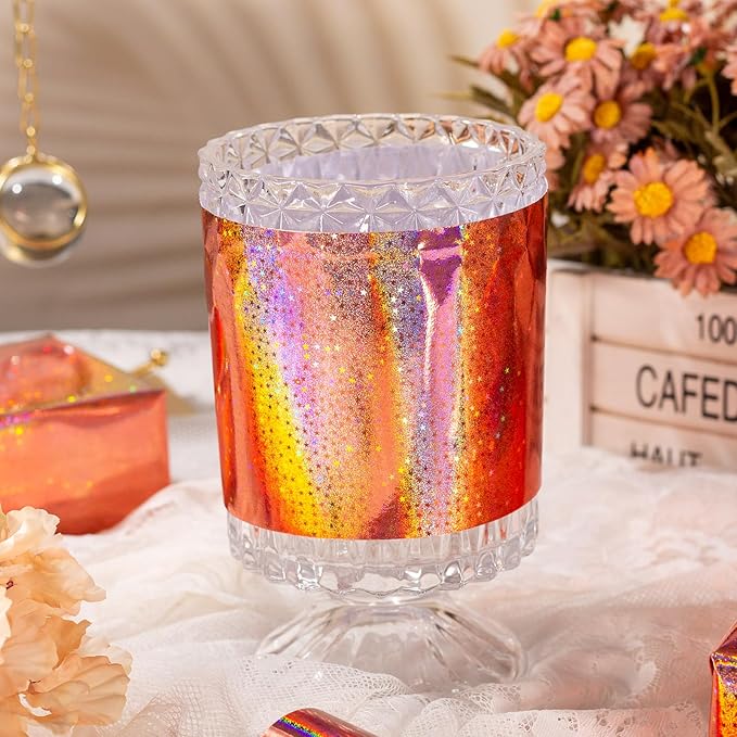 Burymento Rose Gold Wrapping Paper Roll, Metallic Holographic Star Gift Wrap for Birthday, Valentines, Mothers day, Graduation, Wedding, Fathers day, Baby Shower, Christmas (17 IN x 32.8 FT)