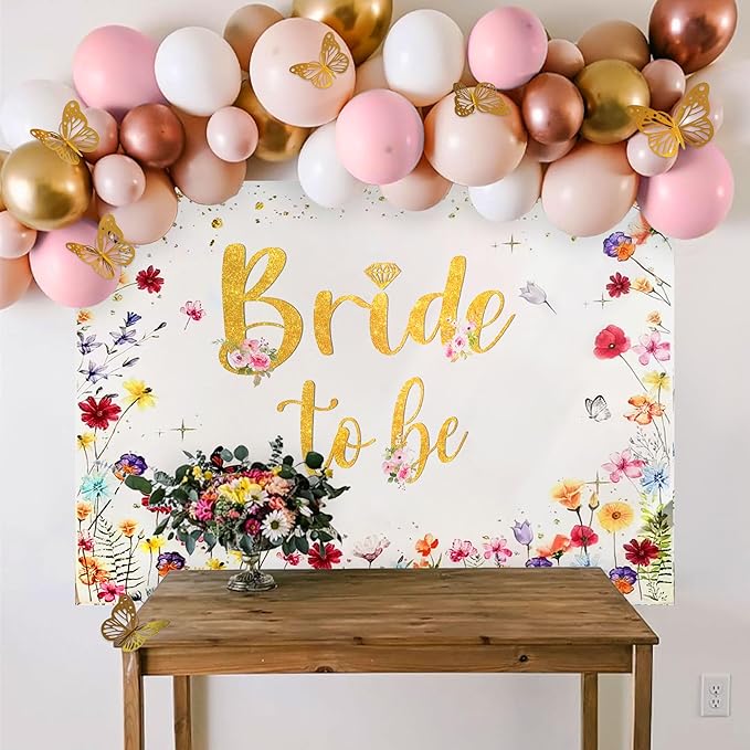 Bride to Be Backdrop Wildflower Bridal Shower Decorations Spring Floral Wedding Bachelorette Party Decor Wildflower Love is in Bloom Bridal Shower Party Supplies