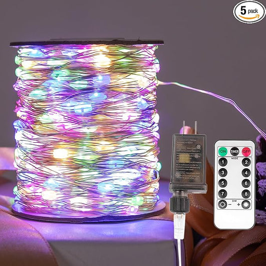 Fairy Lights Plug in,400FT 1200LEDs Waterproof Led String Lights,8 Modes Remote Twinkle Light for Outdoor Indoor Christmas Wedding Birthday Garden Party Decorations,Silver Wire,Multicolor