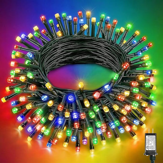 Multicolor Christmas Lights, 40FT 120 LED Outdoor String Lights Waterproof, 8 Modes Connectable Fairy Twinkle Light for Indoor House Garden Patio Party Holiday Decorations