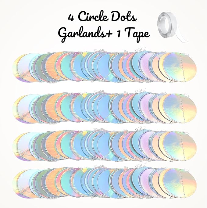 Iridescent Party Decorations,4 Pack Disco Theme Birthday Decorations with Tape,Hanging Streamer for Bachelorette Euphoria Party Supplies,Disco Party,Iridescent Decor