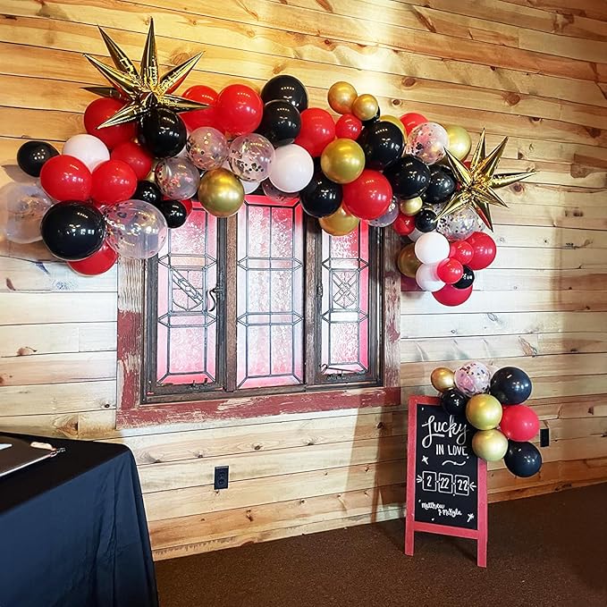Red and Black Balloon, 60 Packs 12 Inch Red Black and Gold Balloon, Black Red Balloons for Casino Theme Party Decorations Graduation New Year Party Birthday Decorations