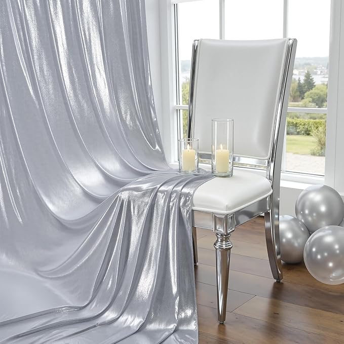 20×10FT Silver Sequin Backdrop Curtains Wedding Backdrop Drapes Wrinkle-Free Thick Glitter Photo Background Fabric for Birthday Graduations Friendgiving Christmas Party Photography Stage Decor