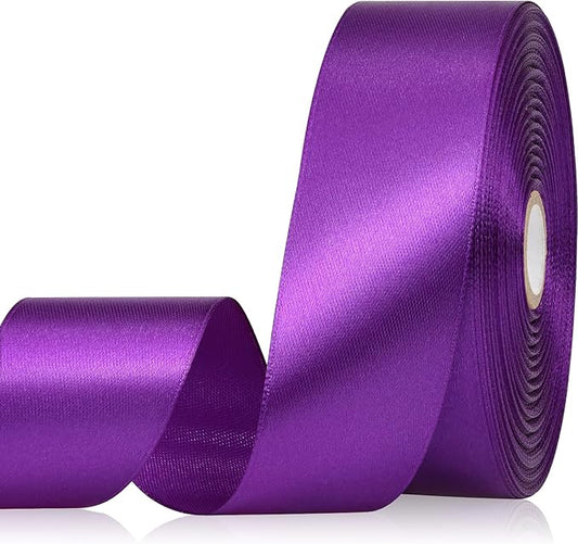 Purple Ribbon 1-1/2 Inch, 60 Yards Purple Satin Ribbon for Gift Wrapping, Fabric Ribbon for Flower Bouquet Crafts Wedding Christmas Halloween
