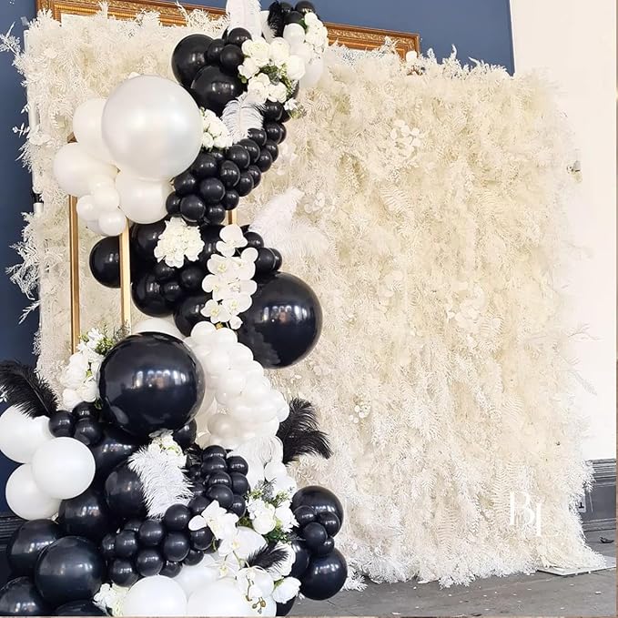 White Black Balloon Garland Arch Kit,120 Pack Matte Latex Black White Balloons for Baby Shower Birthday Wedding Graduation Party Decorations Supplies