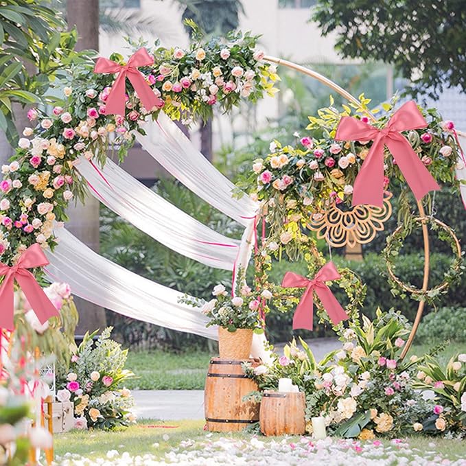 TONIFUL 4 Inch Wide Peach Pink Solid Satin Ribbon 22yd Fabric Large Ribbon for Cutting Ceremony Grand Opening Chair Sashes Table Hair Bows Floral Sewing Craft Gift Wrapping Wedding Party Decoration