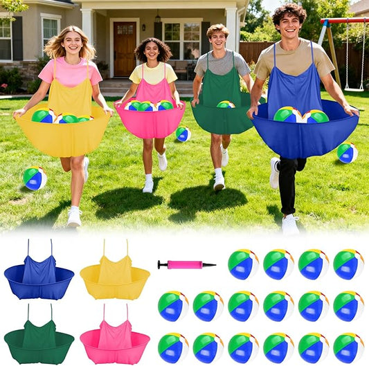 Granny Pants Outdoor Game, Granny Pants Yard Game for Adults with Bouncy Balls and 1 Air Pump (Random Colors), Granny Pants Game Granny Skirt Outdoor Game for Family Reunion Team Game Party