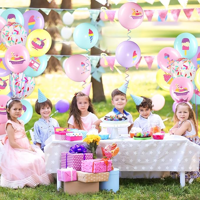 60 Pack Ice Cream Party Balloons Decorations, 12 Inch Sprinkles Party Confetti Latex Balloons for Kids Sweet Summer Ice Cream Birthday Party Baby Shower Supplies