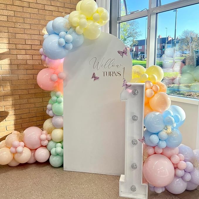 Pastel Balloons, 60 PCS Pastel Easter Balloons, 12 Inch Macaron Pink Blue Purple Green Yellow Orange Color Balloon Gold Confetti for Birthday Baby Shower Wedding Pastel Easter Party Decorations